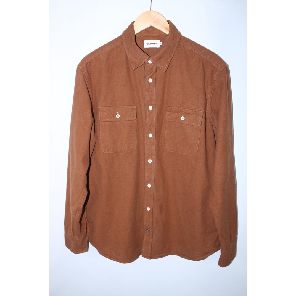 Taylor Stitch Men's Size 44 Brown Long Sleeve Flannel Shirt
